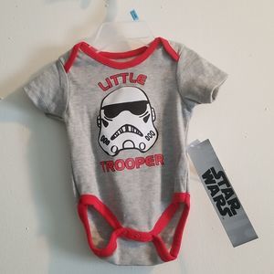 Star Wars Little Trooper Unisex Bodysuit Onesies New w/Tags, Gray Red Storm Tro